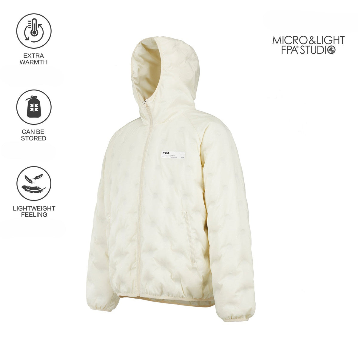 Lightweight 90% White Duck Down FPA Embossed Hooded Down Jacket, Chinese Streetwear Autumn/Winter Coat