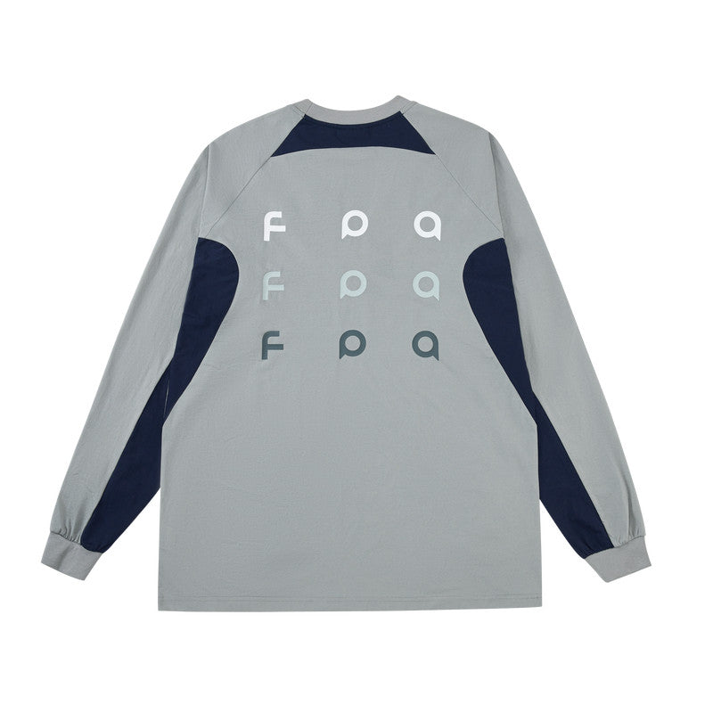 FPA Hydrogen Plain Mercerized Outdoor Sports Long Sleeve T-Shirt – Autumn Color-Block Crew Neck Retro National-Chic Top