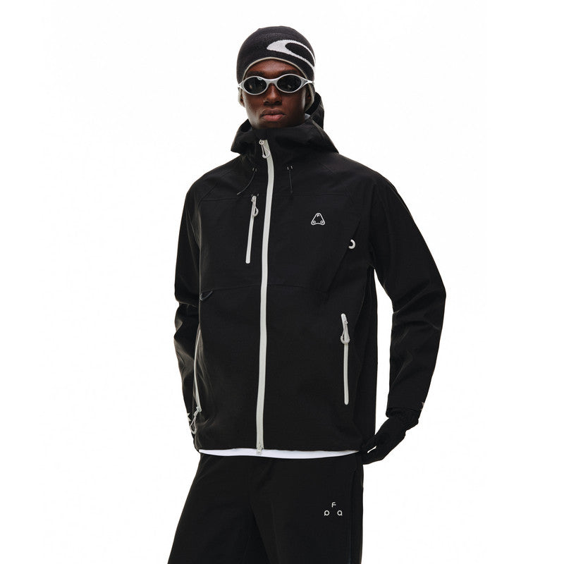 FPA Color-Block Multi-Pocket 3L Shell Jacket for Outdoor Sports and Hiking – Premium Black