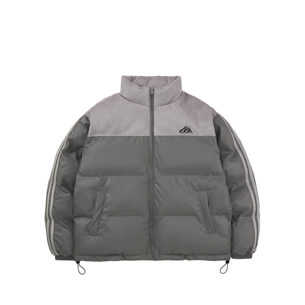 FPA Suede Panel Webbing PU Padded Coat – Chinese Streetwear Unisex Winter Thick Warm Quilted Jacket