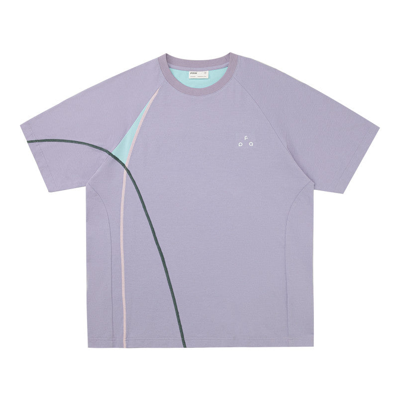 FPA Color-Block Stretch Cationic Sports Short Sleeve Summer Patchwork Round Neck Casual Minimalist Streetwear Trend T-Shirt