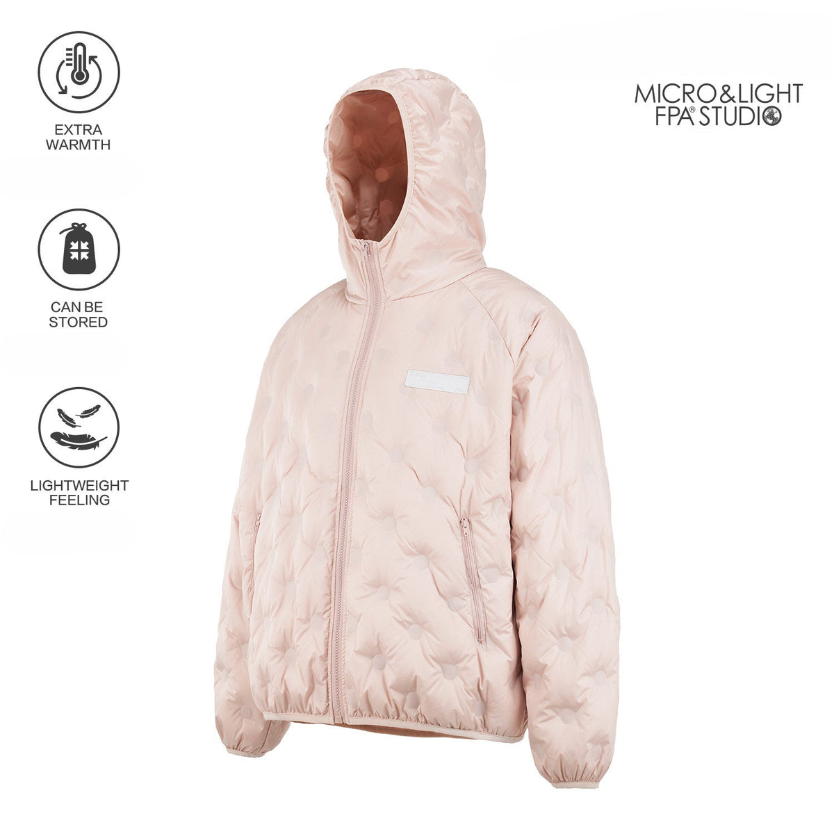 Lightweight 90% White Duck Down FPA Embossed Hooded Down Jacket, Chinese Streetwear Autumn/Winter Coat