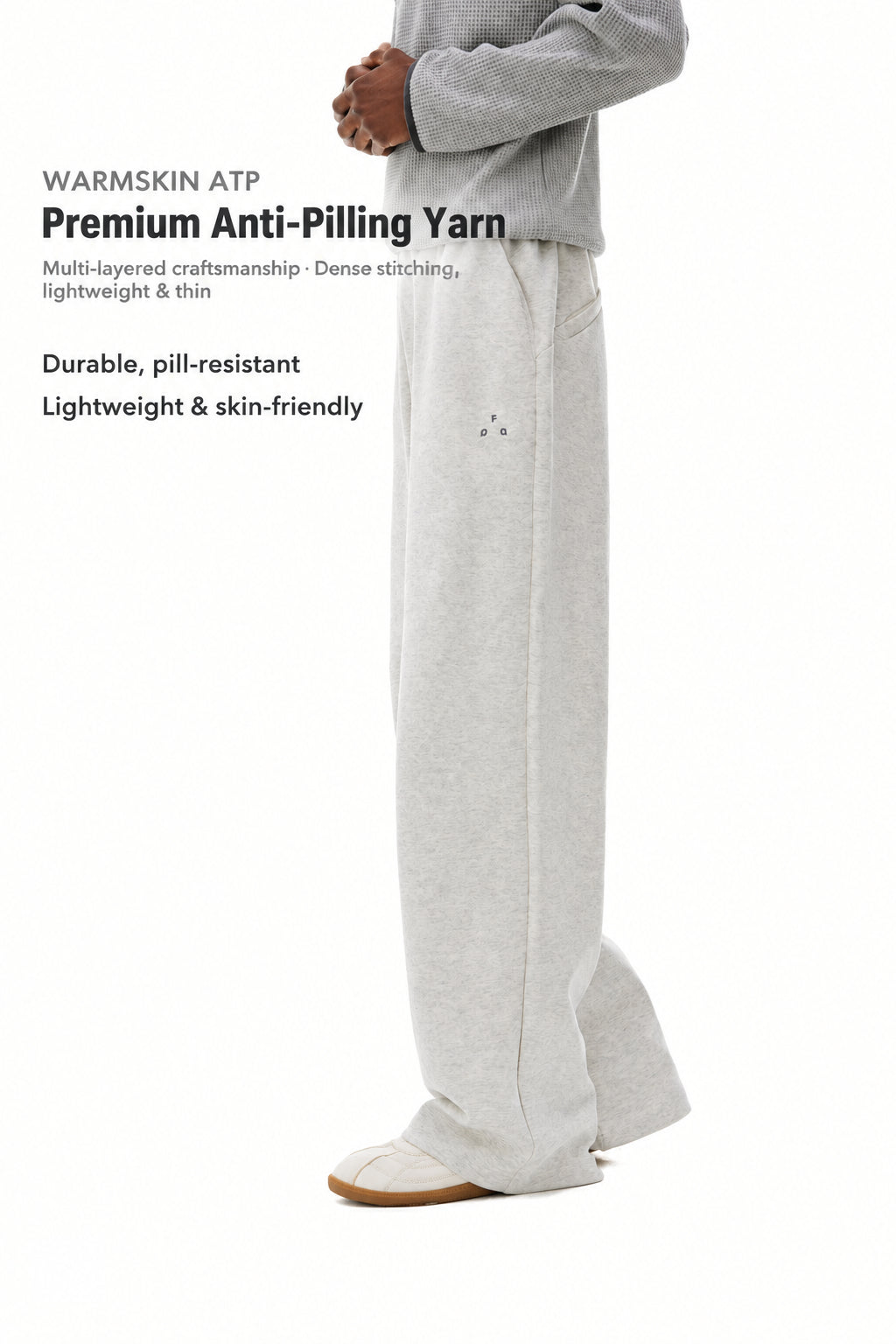 FPA Double-Sided Air Cotton Knit Wide-Leg Pants for Men, Spring/Fall Loose Straight-Leg Casual Sports Sweatpants