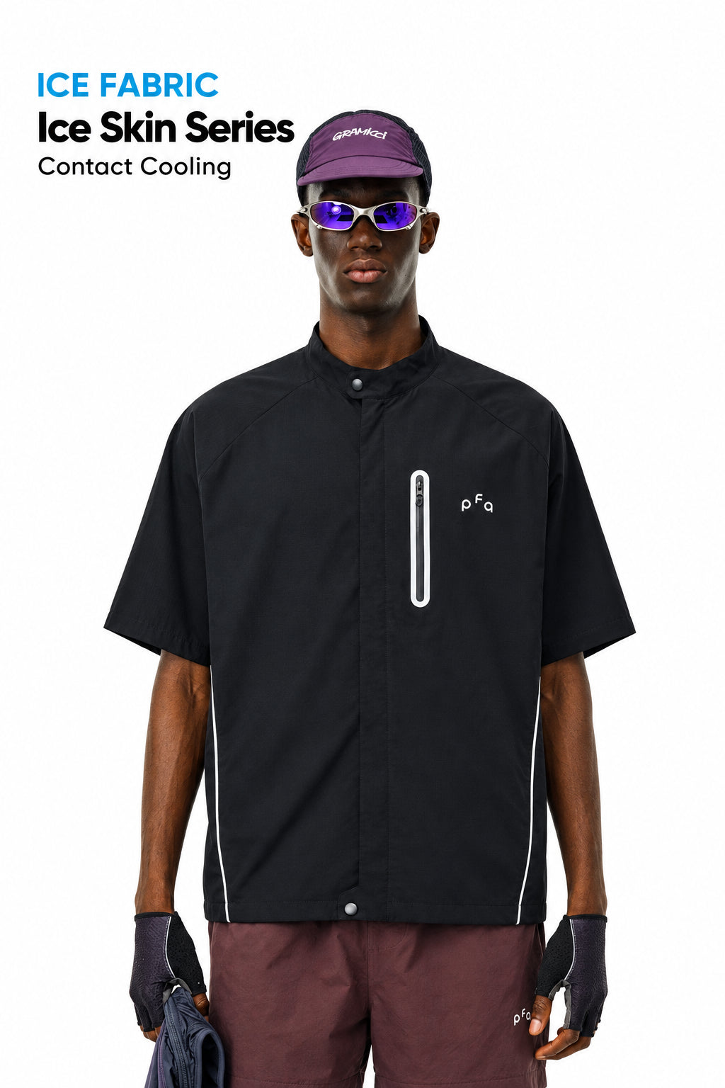 FPA Cool-Touch Quick-Dry Sports Short-Sleeve Shirt – American-Style Outdoor Color-Block Summer Streetwear Zip-Up Shirt Jacket