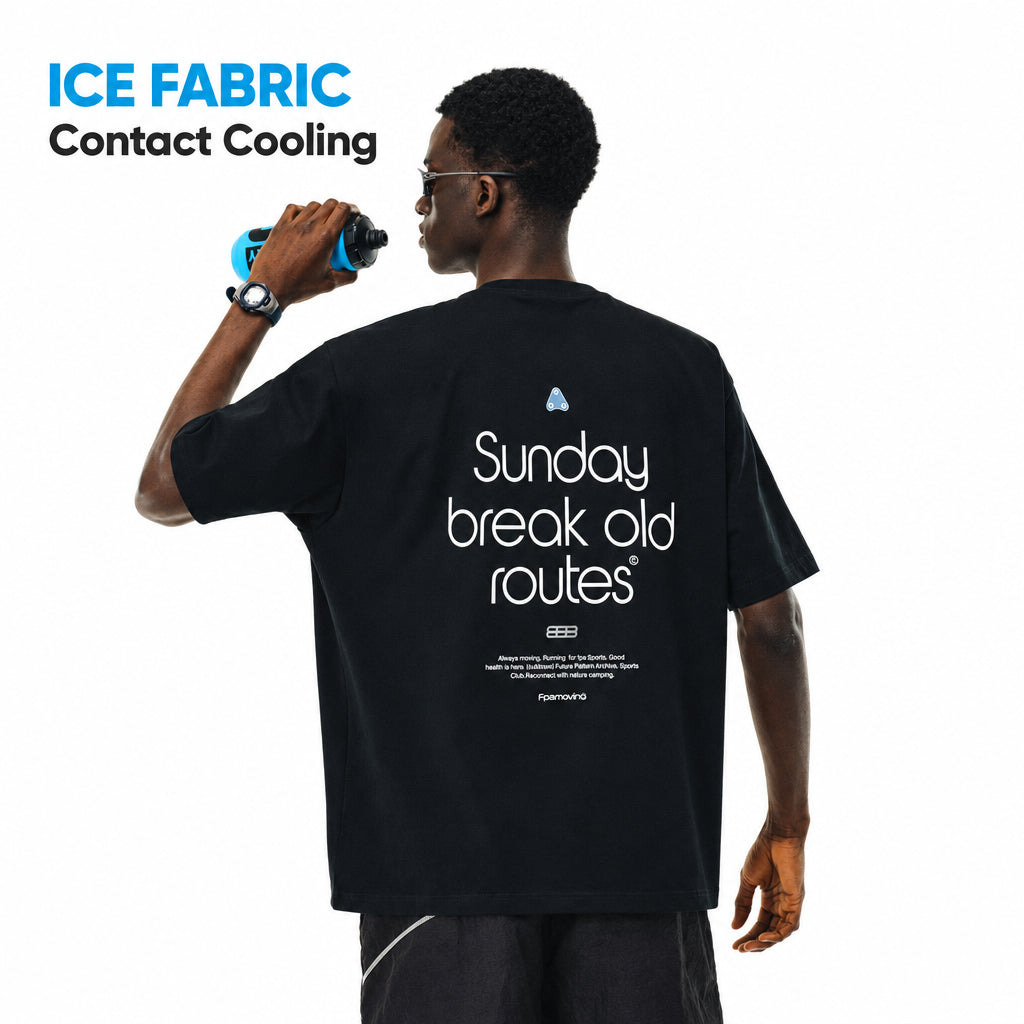 FPA Cool-Touch Ice-Skin Athletic Short Sleeve T-Shirt, Chinese Streetwear Trendy Crew Neck Unisex Loose Fit Summer Tee