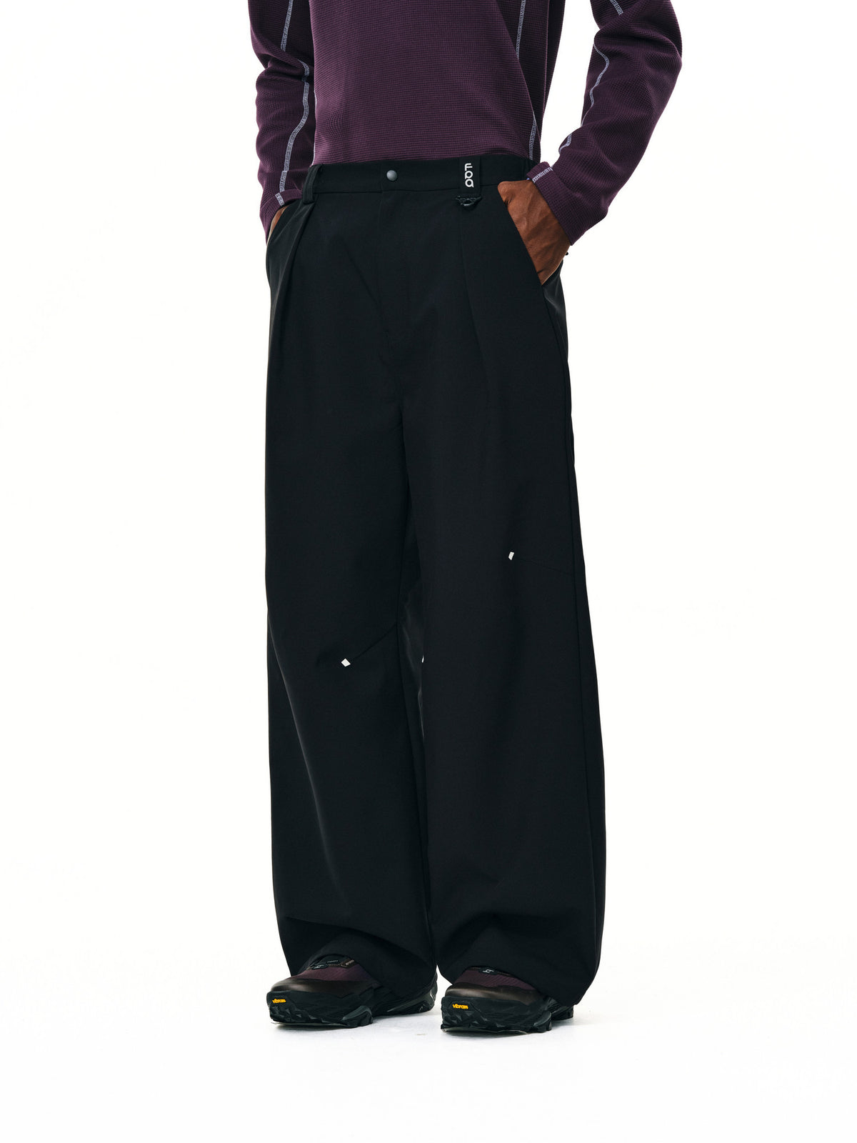 FPA Outdoor Pleated Soft Shell Straight-Leg Trousers – Chinese Streetwear Trend, Loose Casual Black Long Pants for Men