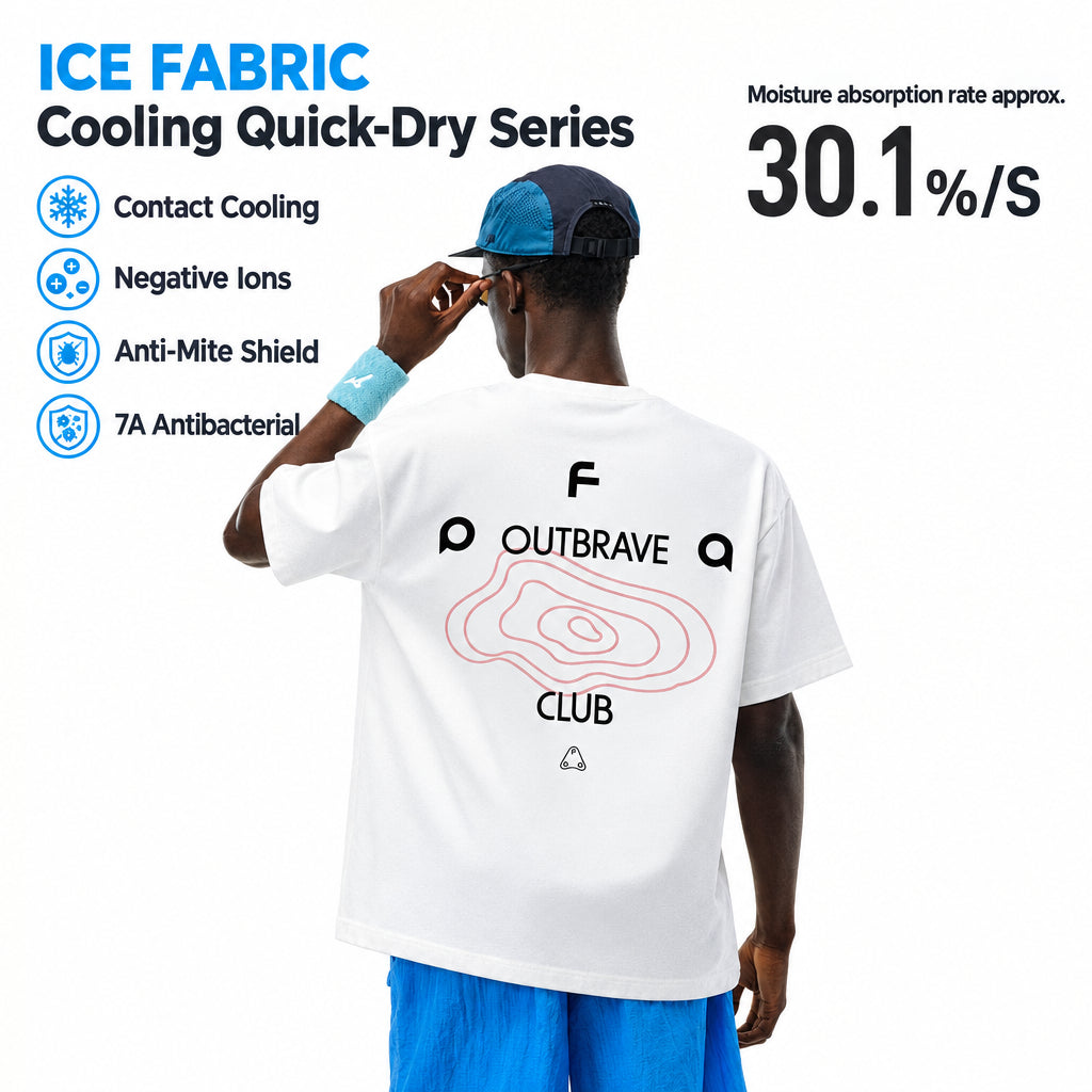 FPA Cool-Touch Quick-Dry 7A Antibacterial Anti-Mite Half-Sleeve T-Shirt, Chinese Streetwear Loose Summer Heavyweight Couple White Short Sleeve