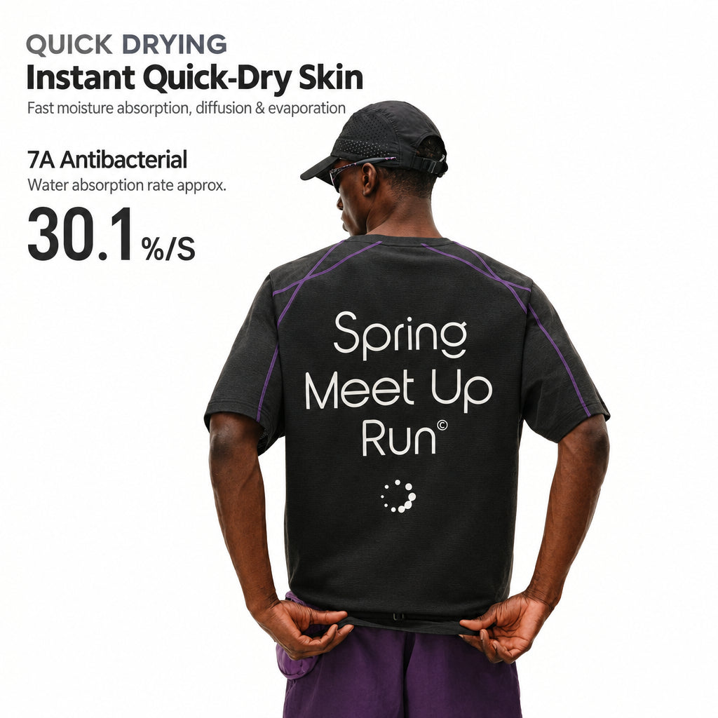 FPA Moisture-Wicking 7A Antibacterial Sports T-Shirt Summer Outdoor Contrast Color Premium Round Neck Casual Couple Short Sleeve for Men