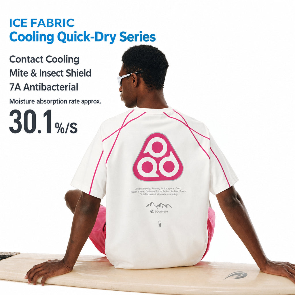 FPA Triangle Logo Contrast Color Short Sleeve T-Shirt - Summer Quick-Dry Crew Neck Unisex Outdoor Sports Tee