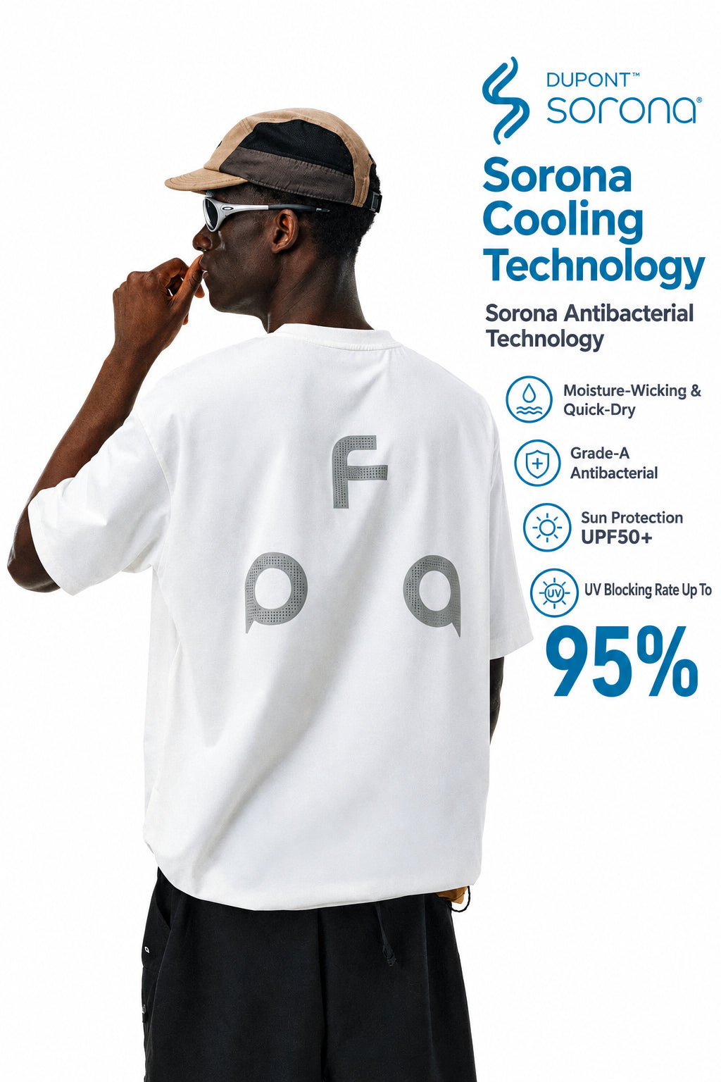 FPA Cool-Touch Quick-Dry Antibacterial UPF50+ Sun Protection Short Sleeve T-Shirt, Chinese Streetwear Summer Round Neck Outdoor Sports Couple Top