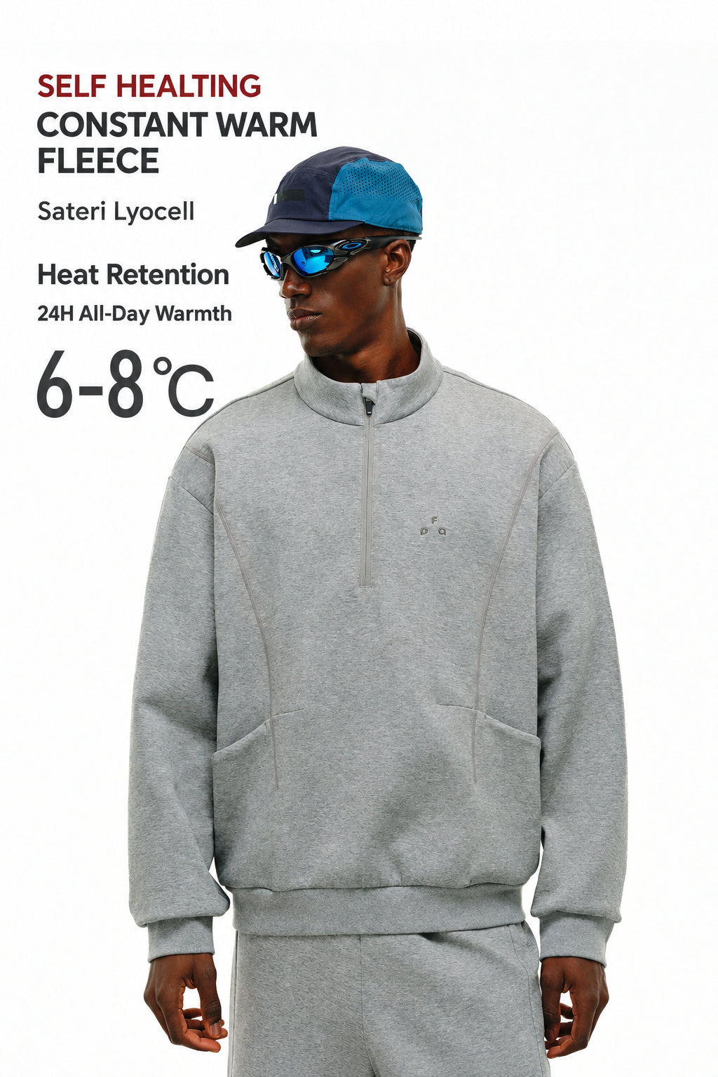 FPA Lyocell Warm Structure Half-Zip Pullover Sweatshirt for Men – Spring Semi-High Collar Casual Top