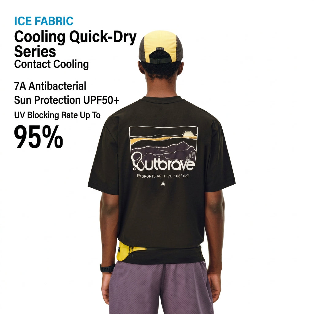 FPA Moisture-Wicking Cool-Touch 7A Antibacterial Outdoor Short-Sleeve T-Shirt, Summer Crew Neck Casual Couple Sports Tee