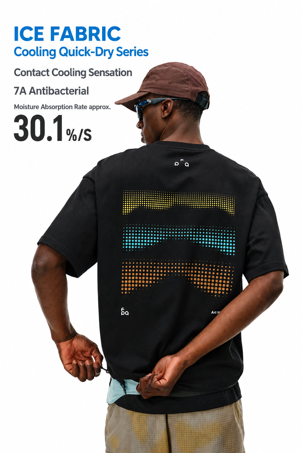 FPA Cool-Touch Quick-Dry 7A Antibacterial Sports Short Sleeve T-Shirt, Summer Round Neck Couple Polka Dot Print Outdoor Tee for Men