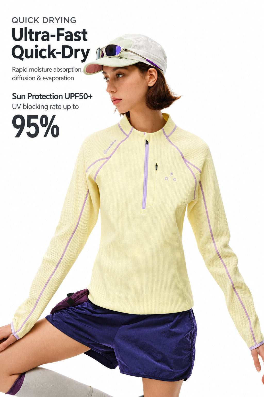 FPA Women's Half-Zip Long-Sleeve Moisture-Wicking Top – Outdoor Sporty Semi-Turtleneck Tee