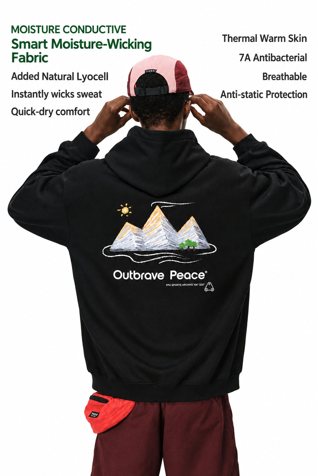 FPA Unidirectional Moisture-Wicking Fleece-Lined Outdoor Thermal Printed Hoodie