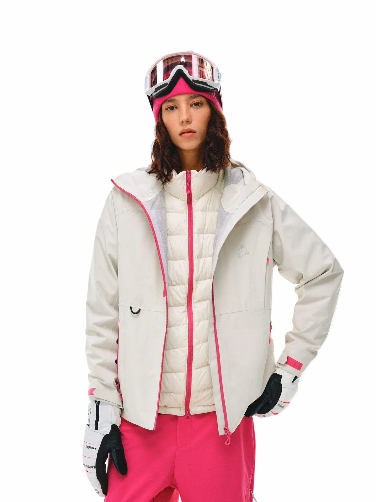 FPA 3-in-1 Down Liner Color-Block Windbreaker, Windproof and Warm Couple Winter Down Jacket Coat for Women