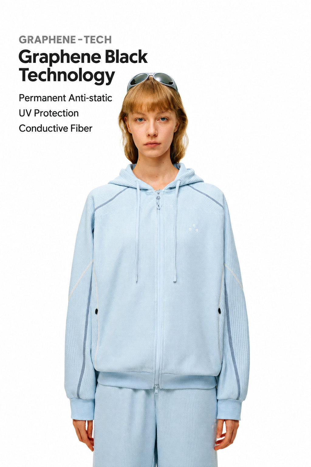 FPA Waffle Fleece Color-Block Women's Hooded Sweatshirt Spring/Fall Zip-Up Cardigan Casual Set Hoodie