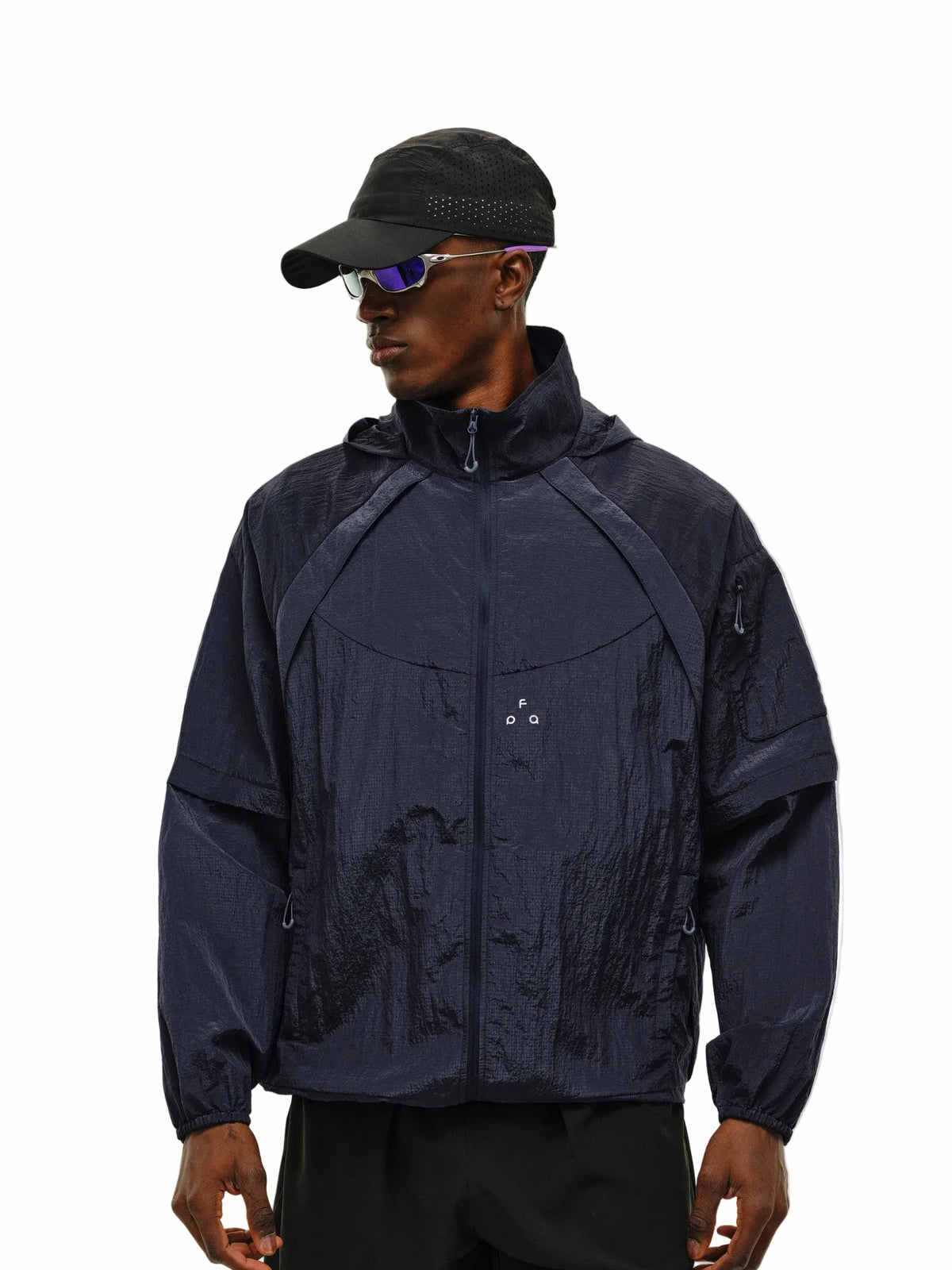 FPA Metal Texture Plaid Hooded Jacket – Lightweight Loose Fit Outdoor Sports Jacket for Men