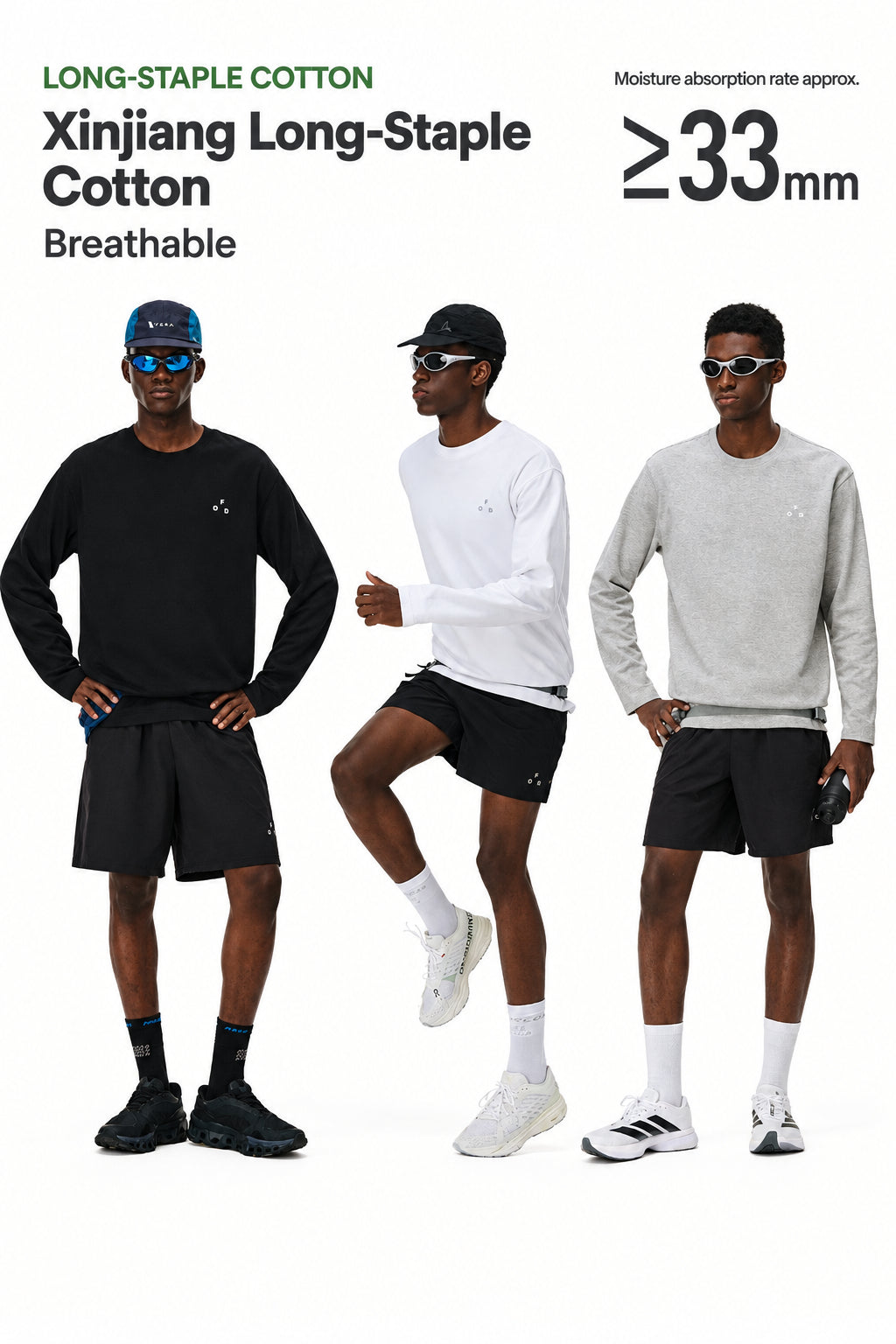 FPA Triangle Basic Small Logo Long Sleeve T-Shirt for Spring/Autumn Casual Sports Crew Neck Inner Layer Heavyweight Tee for Men