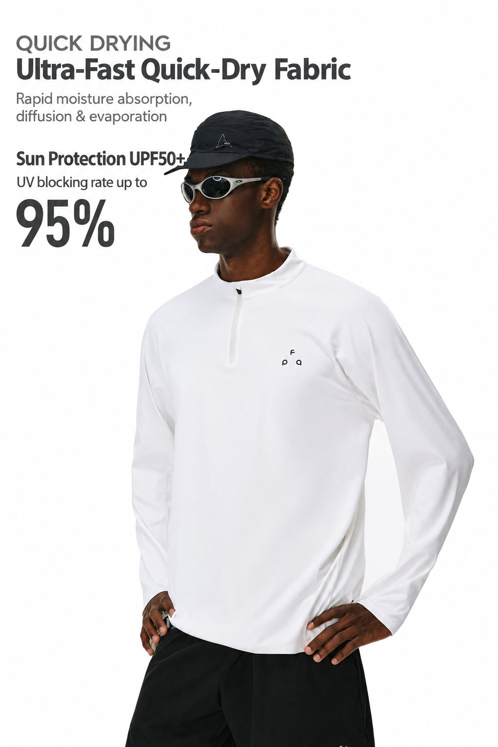 FPA Moisture-Wicking UPF50+ Half-Zip Cycling Jersey Long Sleeve Basic Logo Casual Couple Sports T-Shirt