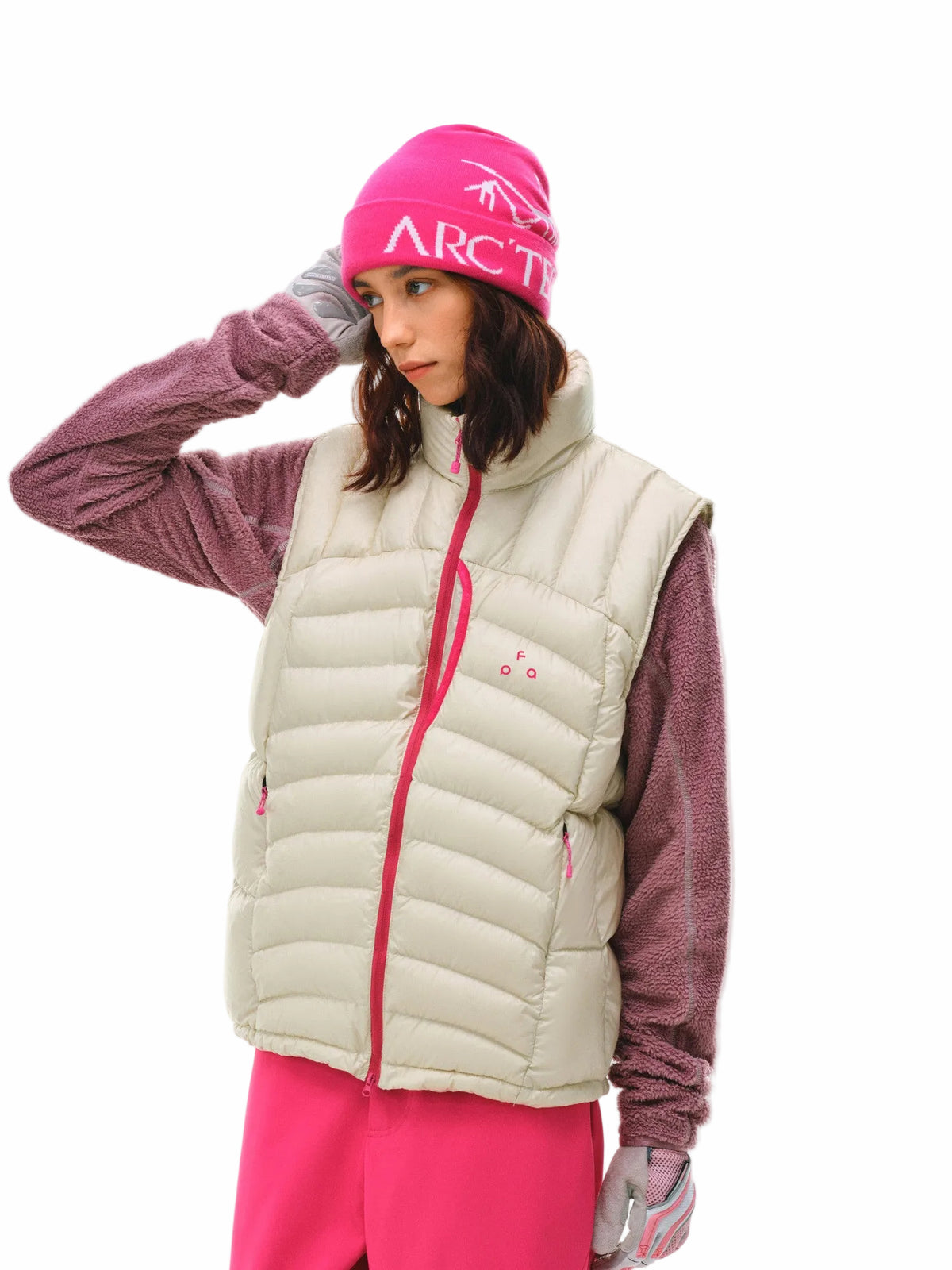 FPA 118g 90% Down Contrast Color Warm Lightweight Stand Collar Quilted Down Vest Winter Sleeveless Jacket