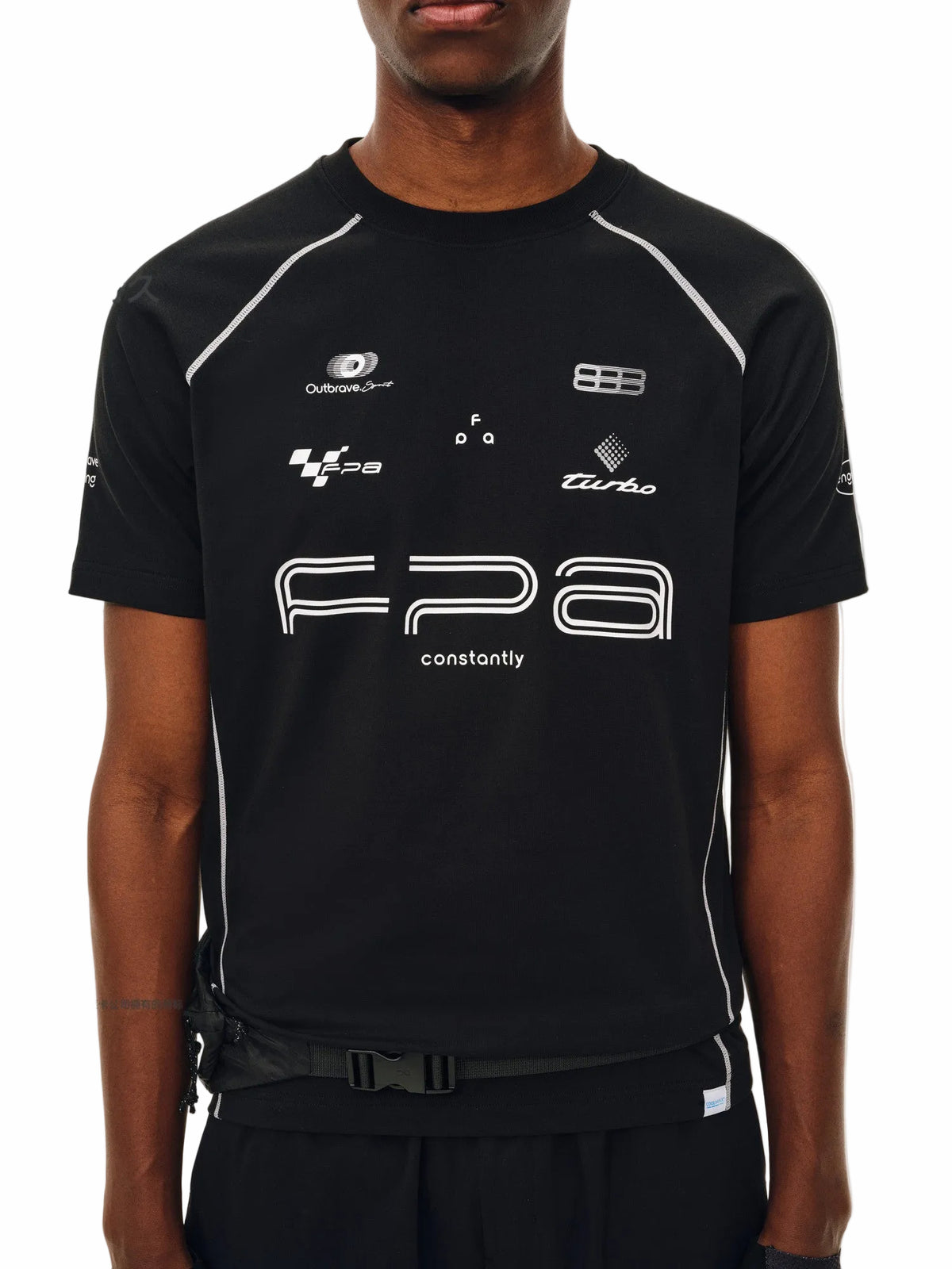 FPA COOLMAX Racing Contrast Stripe Athletic Short Sleeve Tee – Summer Quick-Dry Cool-Touch Fitted Crew Neck T-Shirt for Men