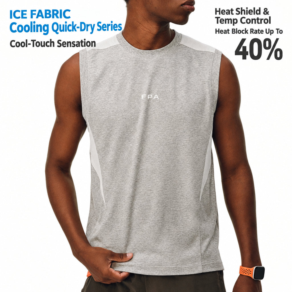 FPA Cool-Touch Quick-Dry Sports Vest Summer Crew Neck Basic Casual Outdoor Fitness Breathable Sleeveless T-Shirt for Men