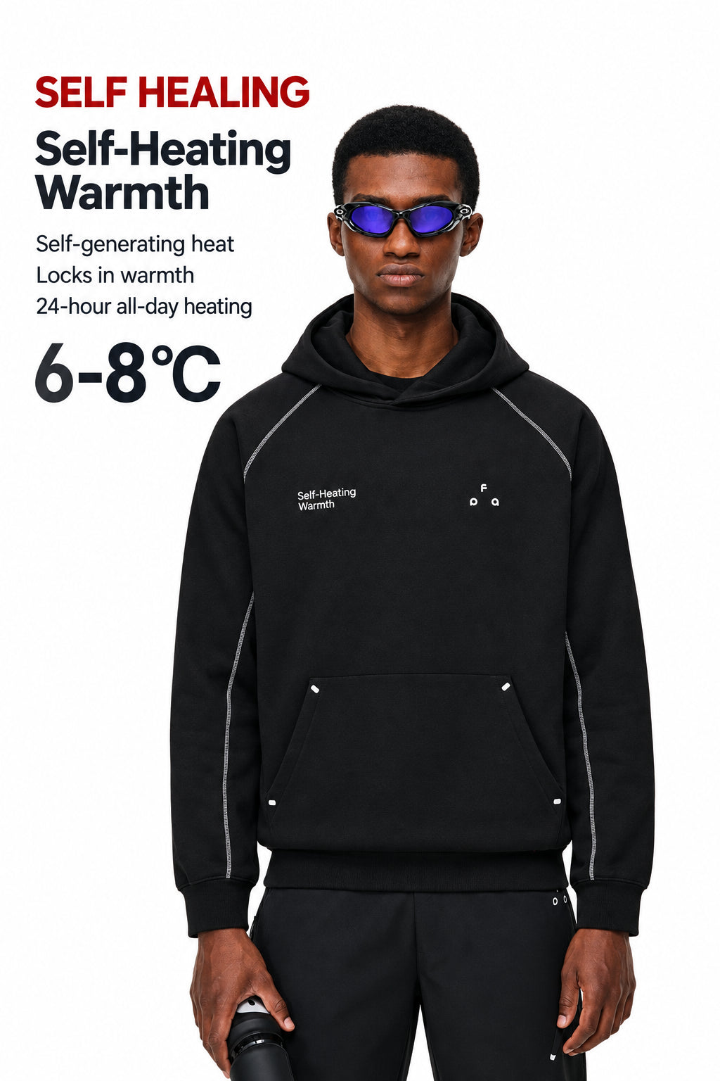 FPA Triangle Logo Reflective Print Hooded Sweatshirt – Fall Basic Casual Couple Style Hoodie for Men