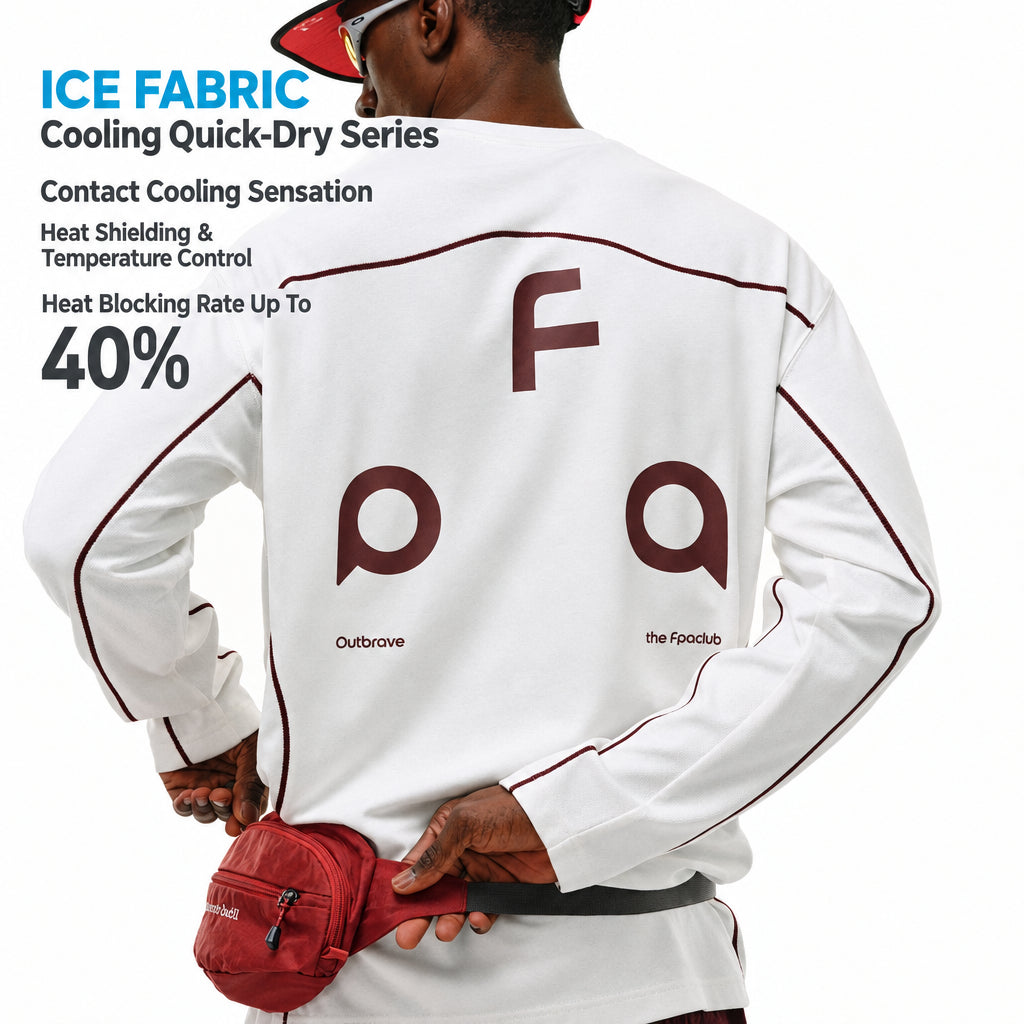 FPA Cool-Touch Quick-Dry Long-Sleeve Sports Shirt - Chinese Streetwear Contrast Stitching Couple Outdoor Spring T-Shirt for Men