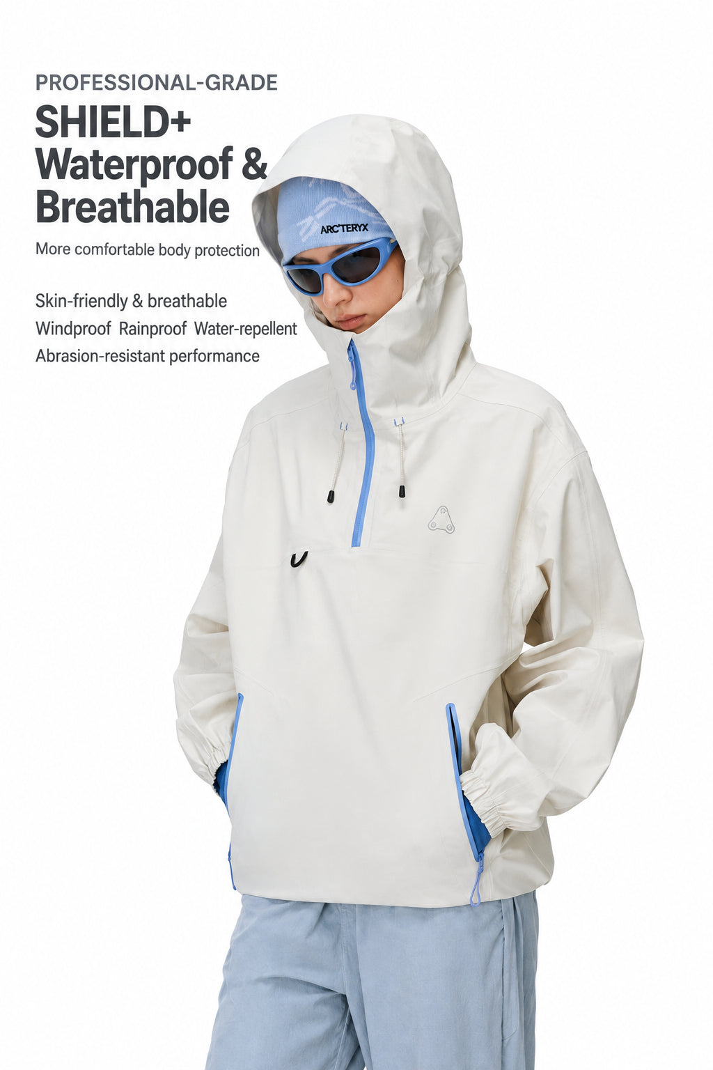 FPA Fully Taped Seam Waterproof Breathable Abrasion-Resistant Half-Zip Hard Shell Jacket Outdoor Sports Couple Mountaineering Jacket