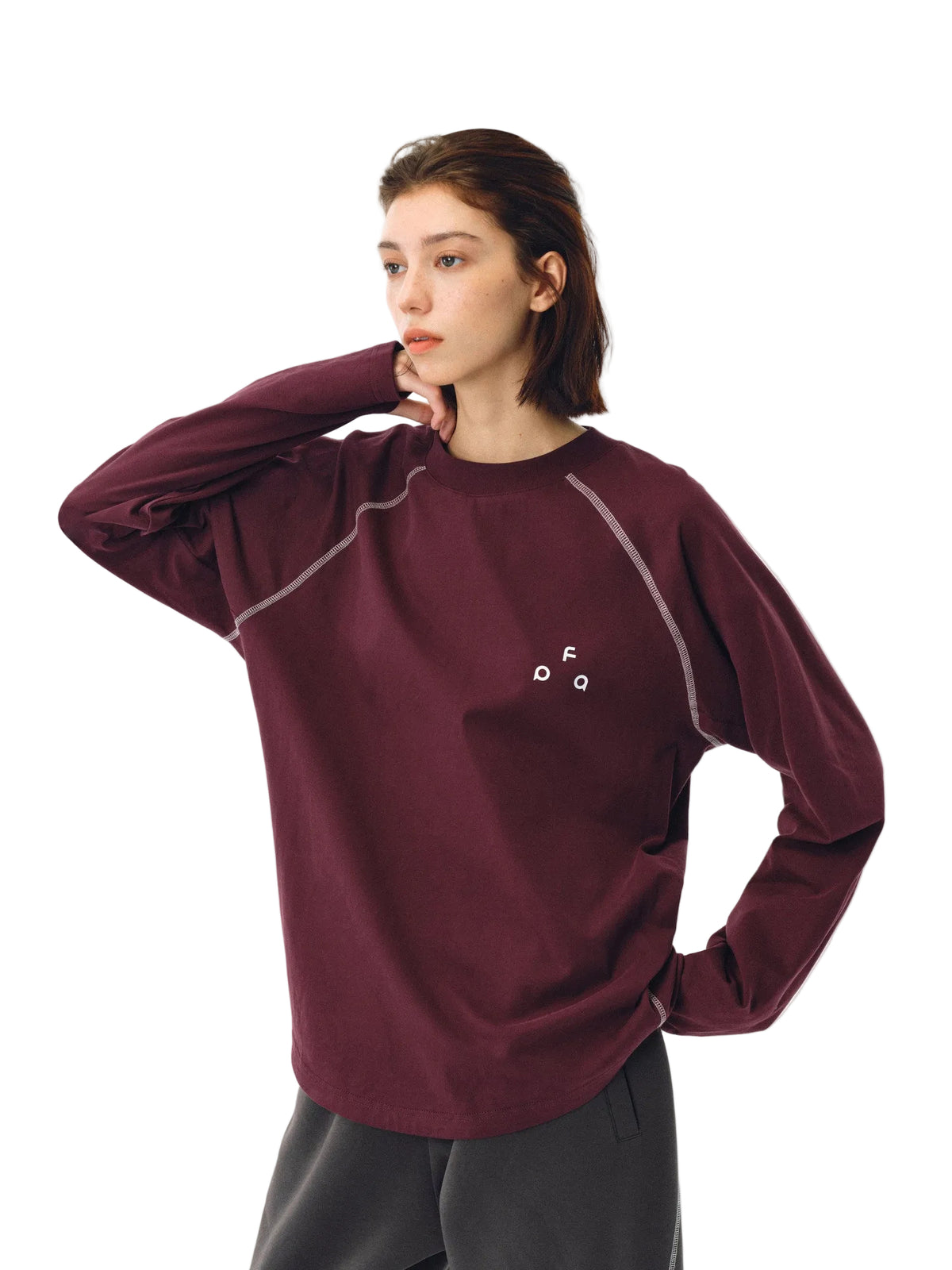 FPA Quick-Dry 7A Antibacterial Ice-Feel Sports Long-Sleeve T-Shirt, Chinese Trend Loose Round Neck Red Tee