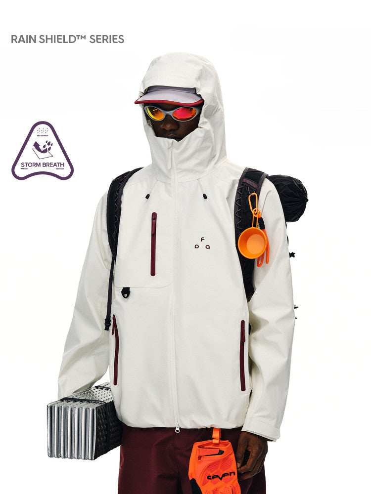 FPA Rain Shield Sealed Seam Outdoor Three-Proof Full-Seam Waterproof Jacket, Mountain Climbing Coat with Hood, Couple Sports Jacket