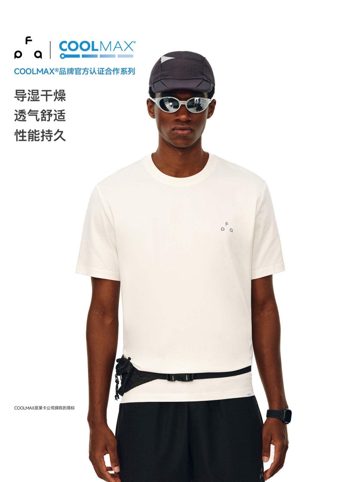 FPA Small Triangle Logo COOLMAX Short Sleeve Summer Casual Premium Basic Logo Couple Round Neck T-Shirt