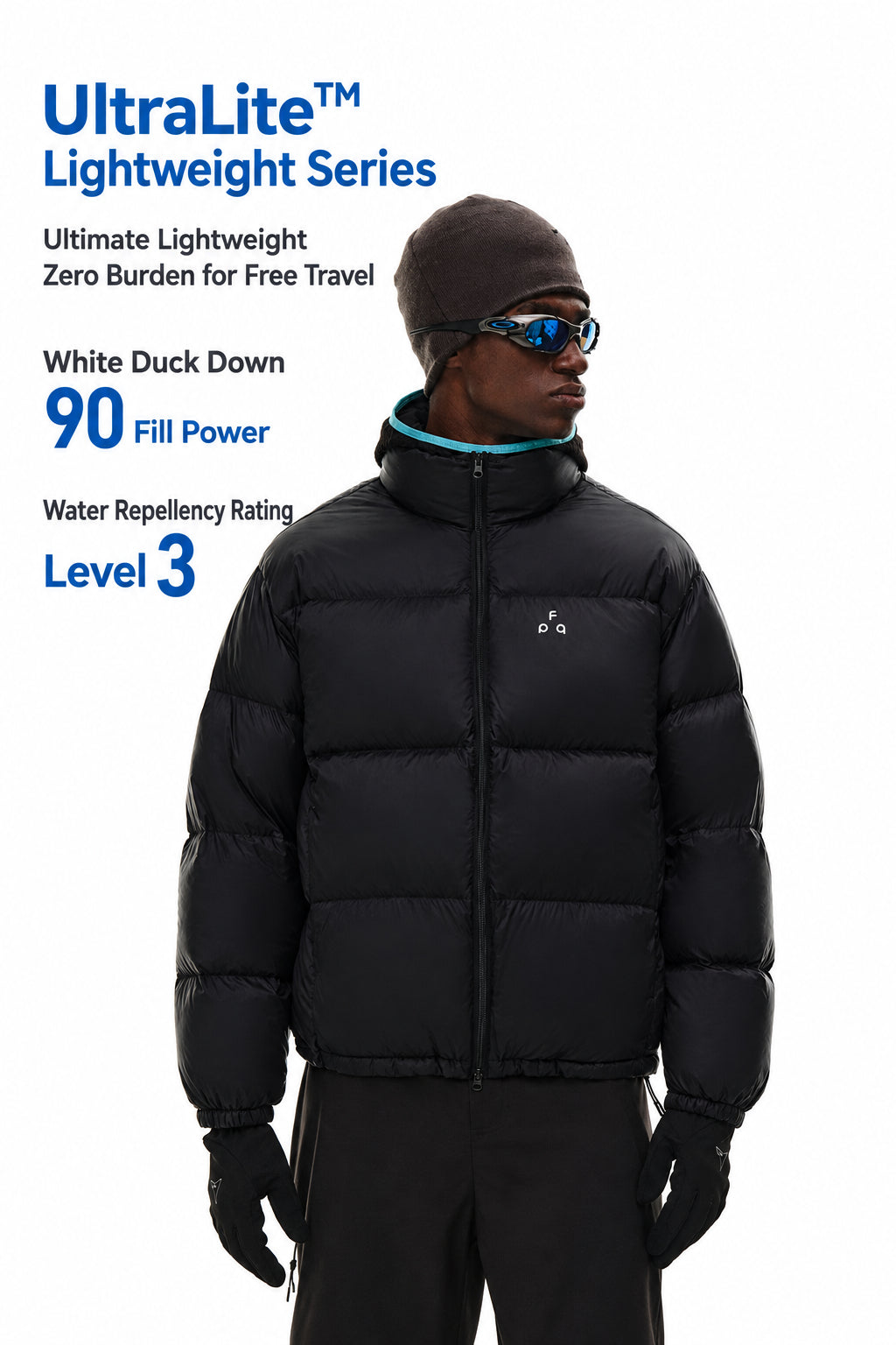 FPA Triangle Logo Sports Pattern Down Jacket Winter Stand Collar Short Warm Thick Couple Down Coat