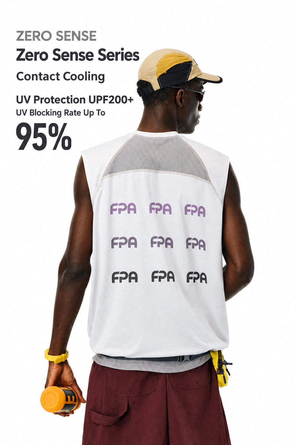 FPA Cool-Touch Gradient Logo Sleeveless Tank Top for Summer Outdoor Sports, Lightweight Chinese Streetwear Vest, Men's Muscle Tee