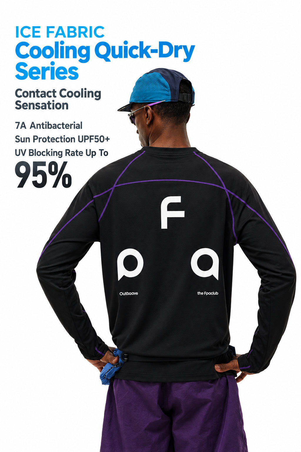 FPA Cool-Touch Quick-Dry 7A Antibacterial Sun Protection Running Long-Sleeve Shirt, Spring Outdoor Crew Neck Premium Couple T-Shirt