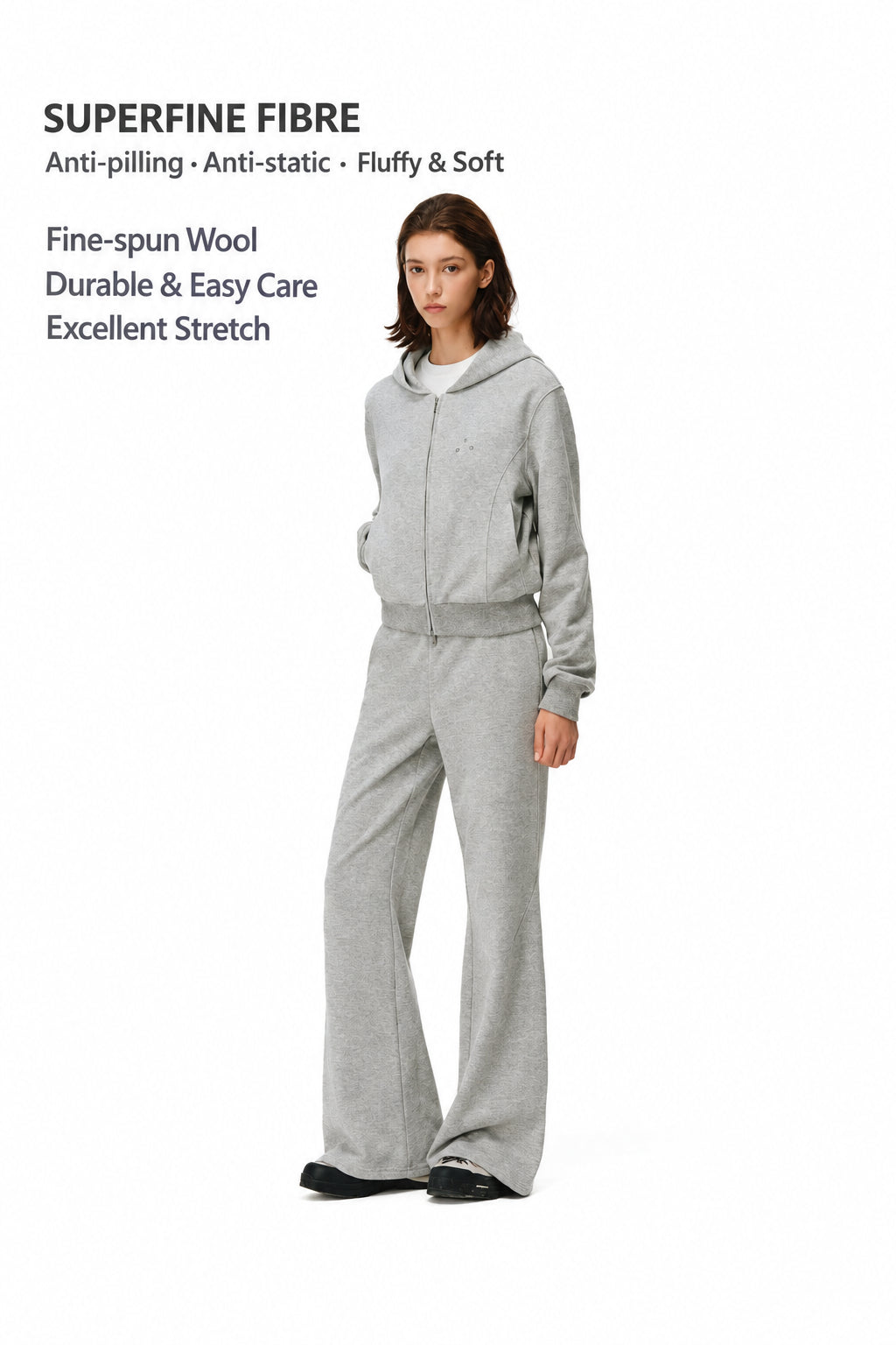 FPA Double Zipper Hooded Cropped Fleece Sweatshirt