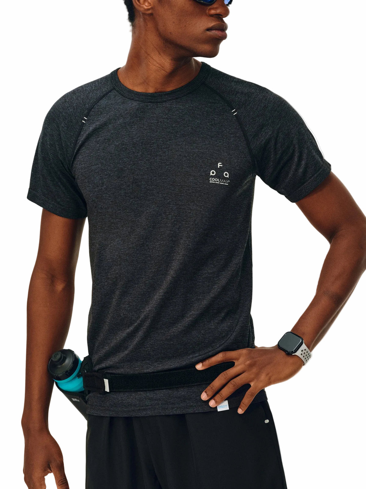 FPA COOLMAX One-Piece Knit Athletic Heather Short Sleeve Outdoor Crew Neck Fitted Premium Design Summer T-Shirt for Men
