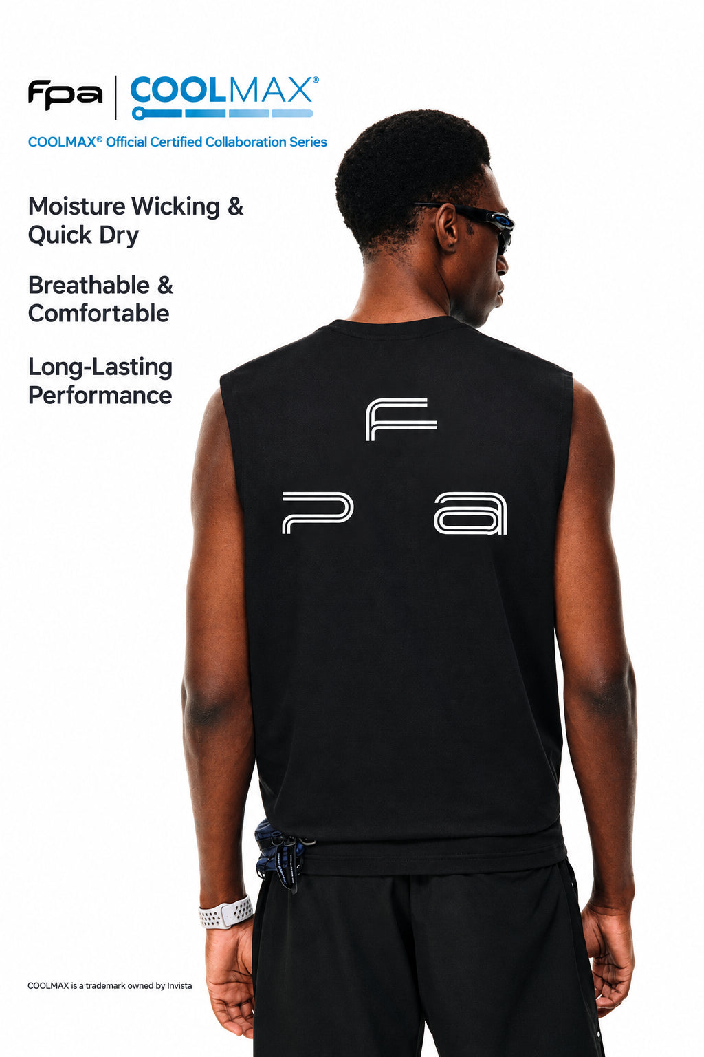 FPA Triangle Logo COOLMAX Sweat-Wicking Tank Top for Men - Athletic Running, Gym, Outdoor Quick-Dry Sleeveless Tee