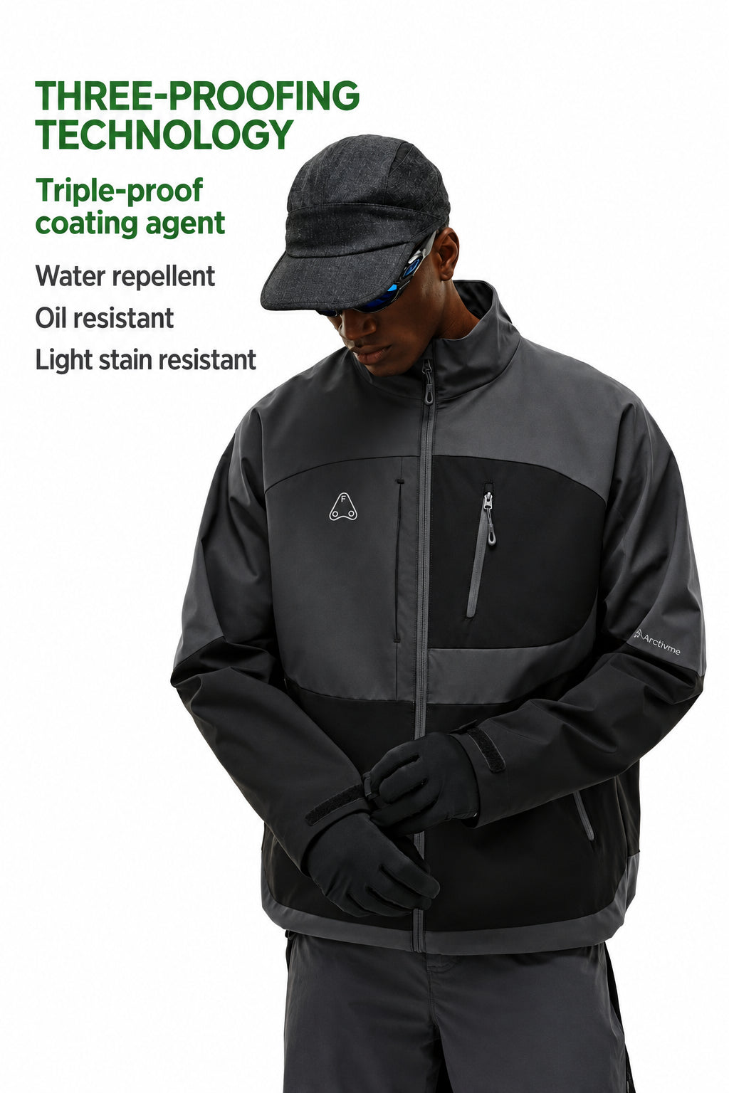 FPA Three-Proof Paneled Shell Jacket Spring Design High-End Contrast Color Stand Collar Outdoor Couple Sports Jacket for Men