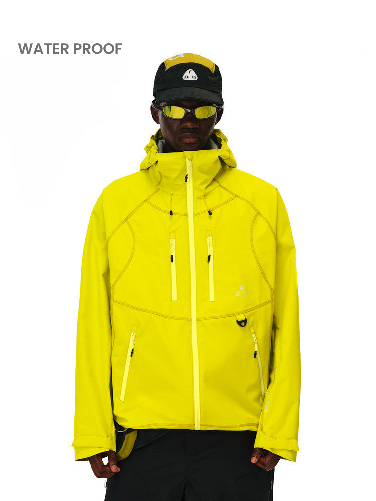 FPA Hasso Thread Contrast Zipper Waterproof Windbreaker Jacket – Unisex Loose-Fit Sports Coat