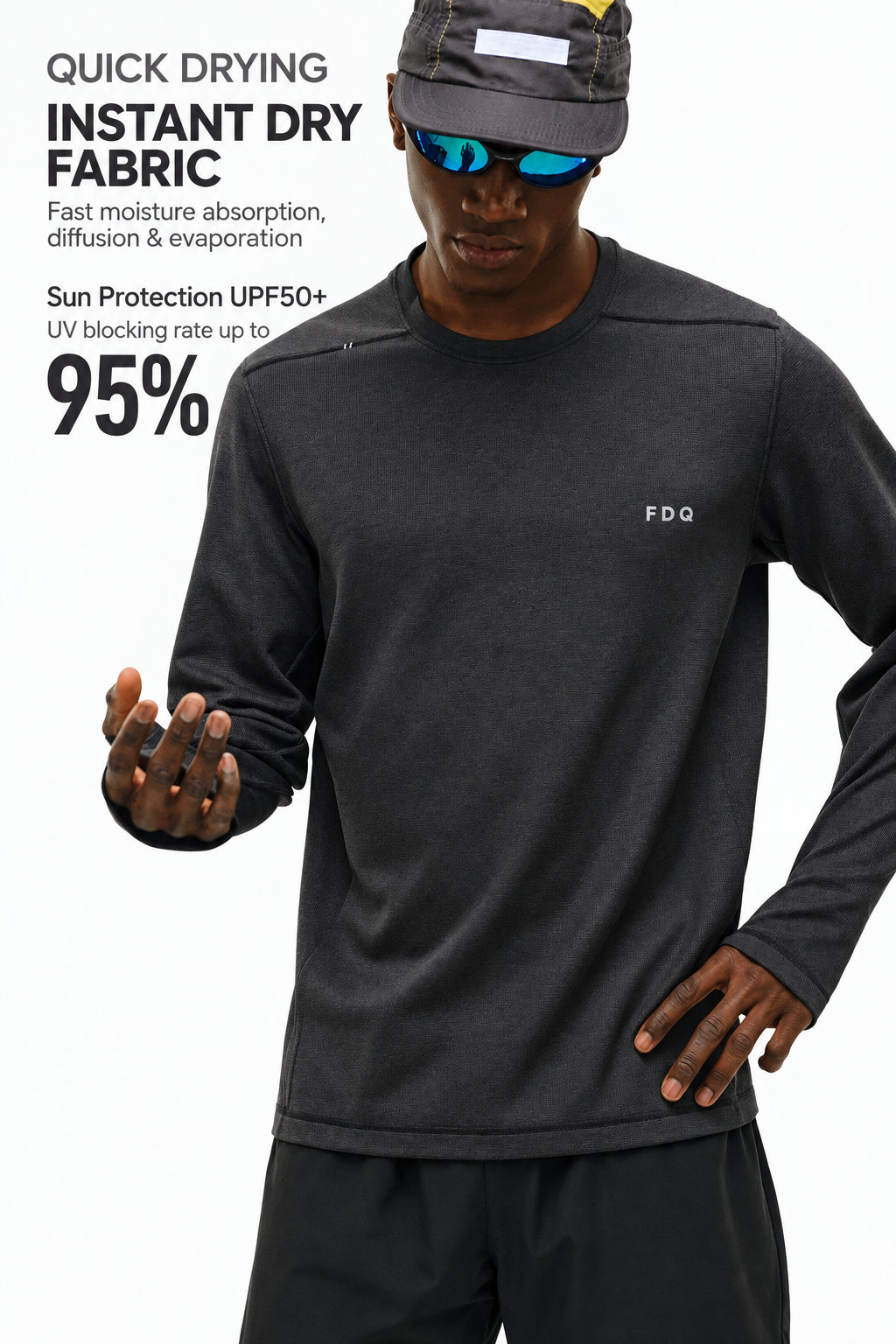FPA Moisture-Wicking UPF50+ Long Sleeve Outdoor Base Layer Logo Casual T-Shirt for Men and Women