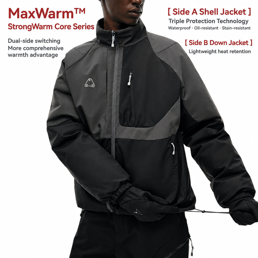 FPA Reversible Stitched Down Jacket Winter Windproof Waterproof Warm Premium Sports Down Coat for Men