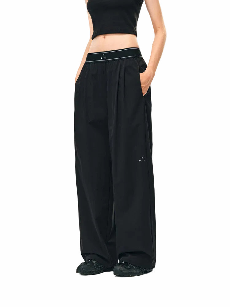 FPA High-Waist Stretch Logo Webbing Quick-Dry Trousers for Women, Chinese Street Style Summer Versatile Outdoor Sports Casual Pants