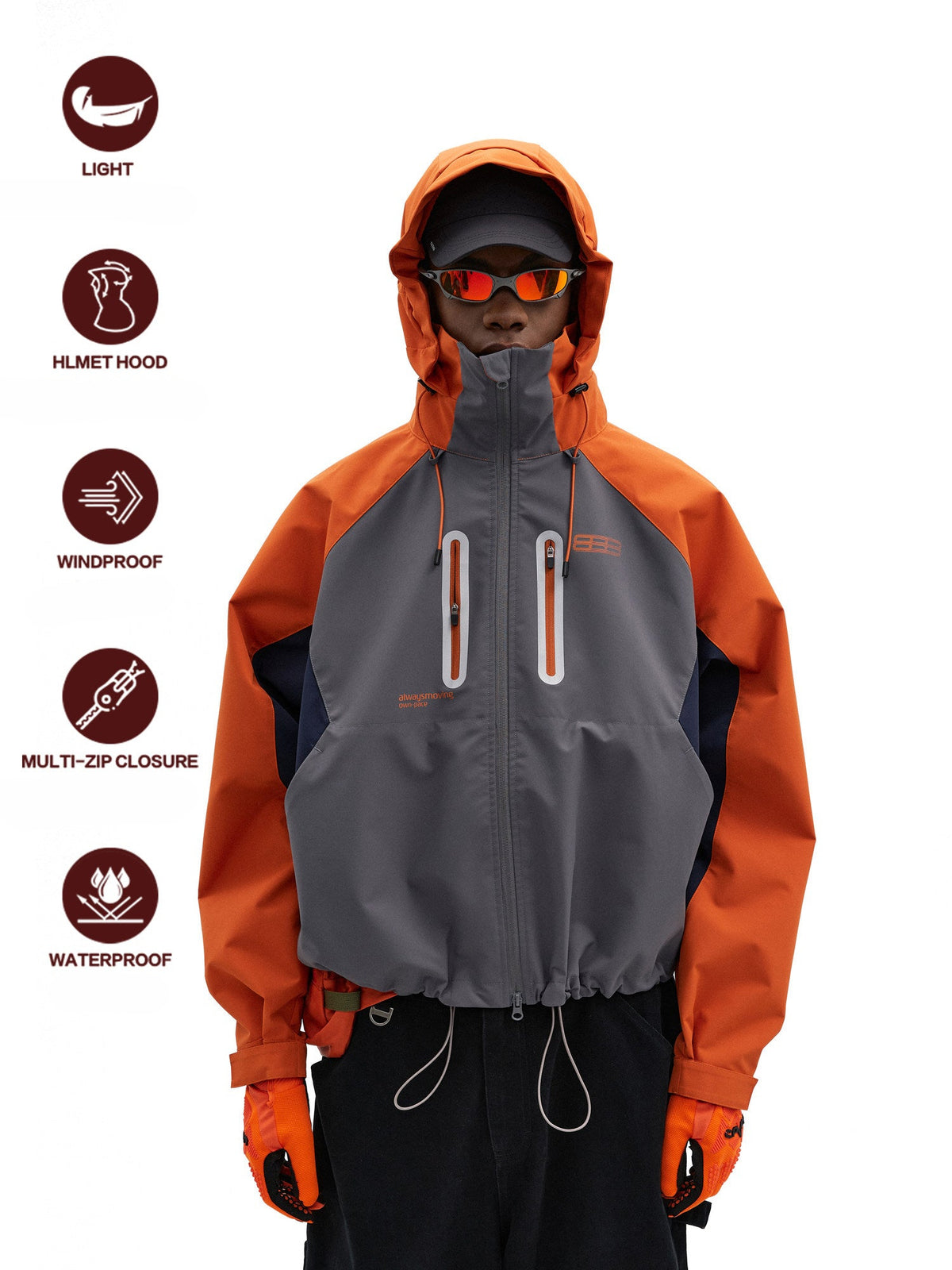 FPA Color-Block Cocoon Shell Jacket for Men – National Trend Outdoor Windproof Mountaineering Jacket