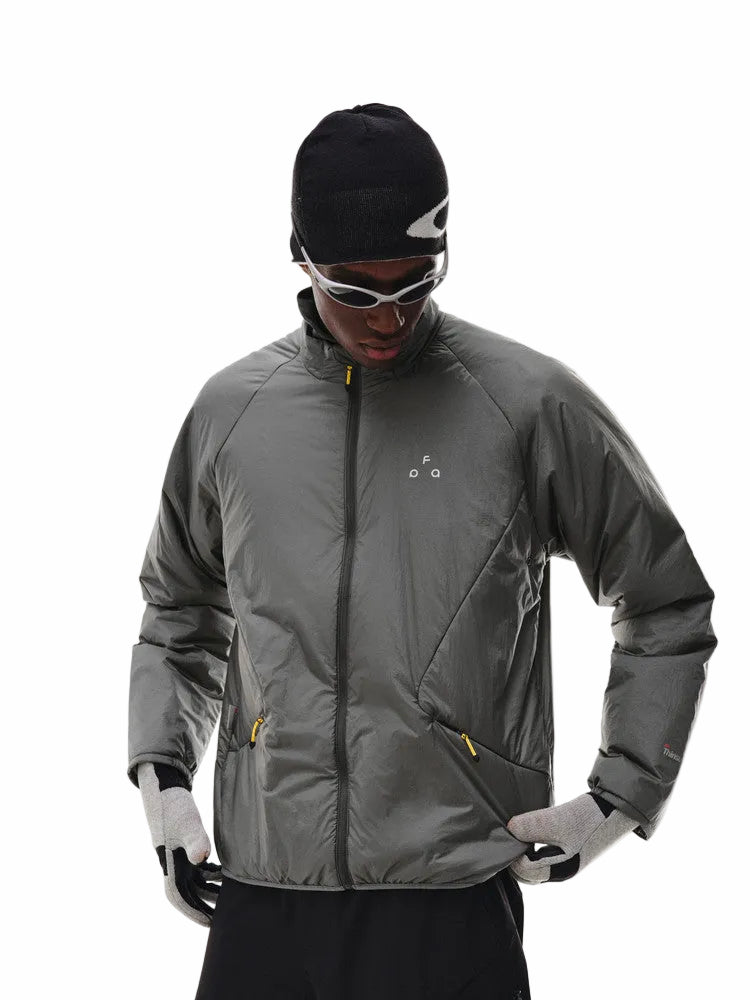 FPA 3M Thinsulate Quilted Zip-Up Cotton Jacket with Contrast Trim and Triangle Logo, Retro Sports Stand Collar, Autumn/Winter