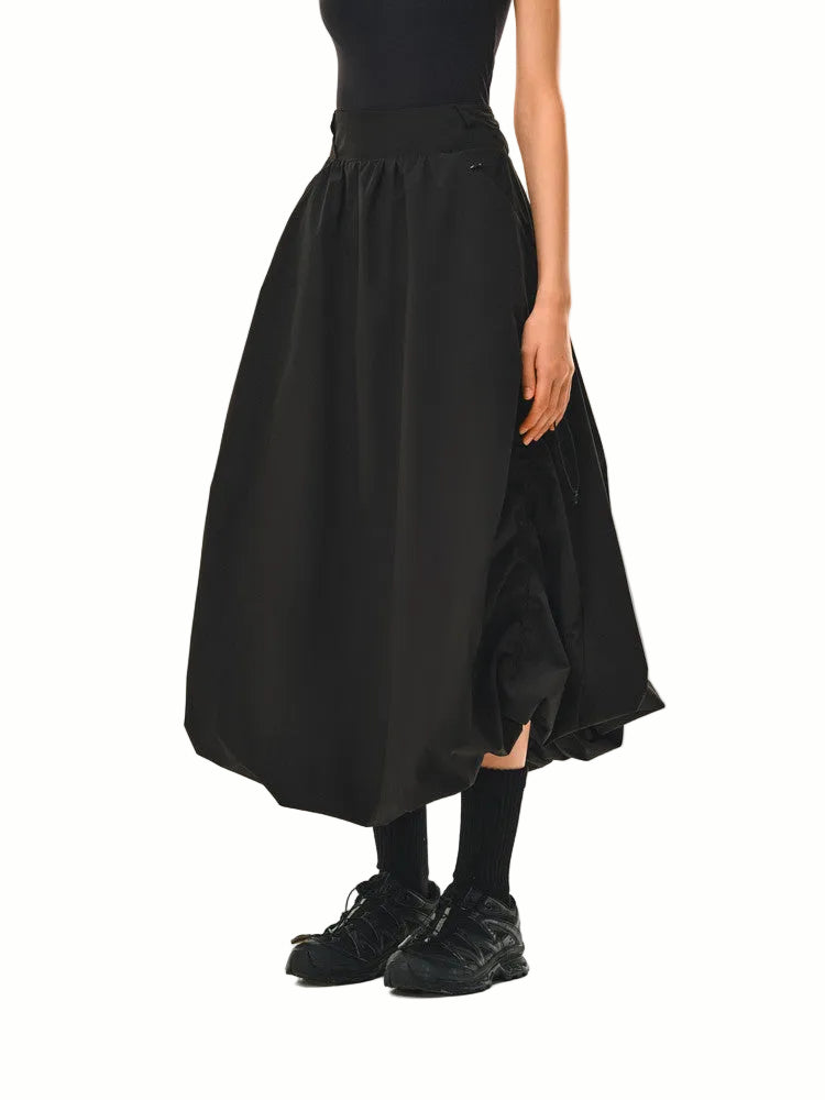 FPA Waterproof Breathable Casual Puffy Bubble Skirt 2026 New Loose Wide Waistband Black Skirt for Women