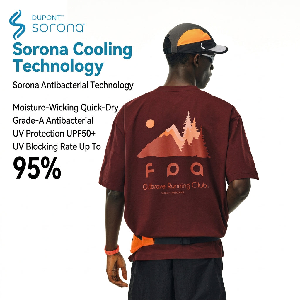 FPA Moisture-Wicking Antibacterial Cool-Touch Printed Outdoor Sports Casual T-Shirt, Chinese Trendy Round Neck Couple Short Sleeve