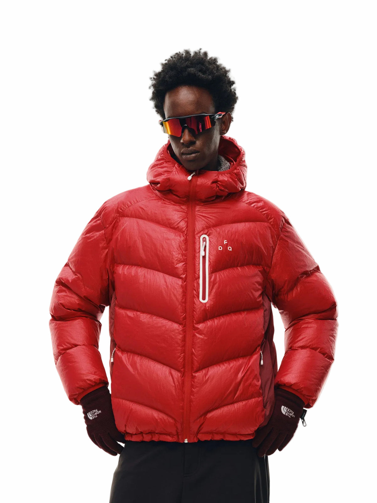 FPA Textured Patchwork Hooded Down Jacket - Winter Thick Warm Outdoor Sports Contrast Color Design Down Coat