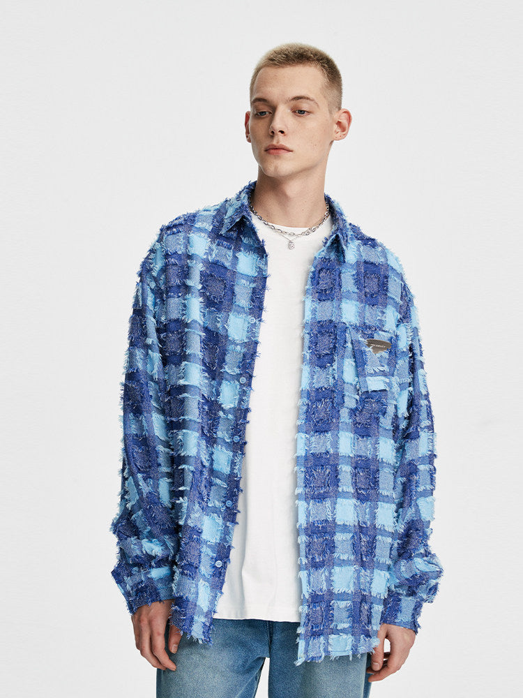 FPA Tassel Plaid Long-Sleeve Shirt - Chinese Streetwear Trendy Casual Autumn Women's and Men's Loose Fit Jacket
